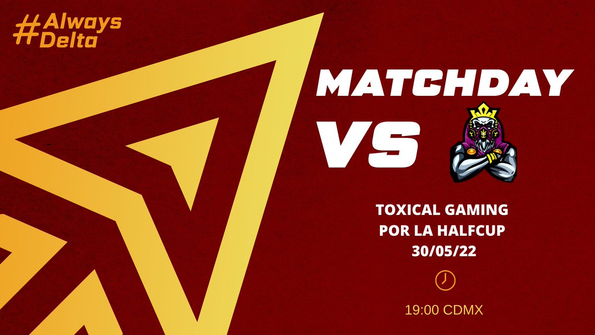 Team Delta (Δ) (@tdelta_cr) on Twitter photo #TDCR • HOY JUGAMOS ∆
🏆| <a href="/HalfCup_Cr/">HalfCup</a>
🆚️| <a href="/ToxicalGamingGG/">👑𝕋𝕠𝕩𝕚𝕔𝕒𝕝 𝔾𝕒𝕞𝕚𝕟𝕘👑</a>
🗓| 30/05
📌| ᴊᴏʀɴᴀᴅᴀ 3
🕖| 19:00 PM CDMX
🎙| <a href="/daddyMcO/">Marco Reyna</a>
📺| twitch.tv/daddymco?sr=a
#GoDelta #AlwaysDelta #TDCR • HOY JUGAMOS ∆
🏆| <a href="/HalfCup_Cr/">HalfCup</a>
🆚️| <a href="/ToxicalGamingGG/">👑𝕋𝕠𝕩𝕚𝕔𝕒𝕝 𝔾𝕒𝕞𝕚𝕟𝕘👑</a>
🗓| 30/05
📌| ᴊᴏʀɴᴀᴅᴀ 3
🕖| 19:00 PM CDMX
🎙| <a href="/daddyMcO/">Marco Reyna</a>
📺| twitch.tv/daddymco?sr=a
#GoDelta #AlwaysDelta