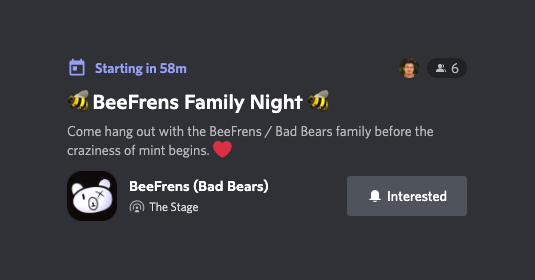 barrybearish's tweet photo. Join us for a BeeFrens AMA on Discord before the craziness of mint happens. Let's talk about the Bears and the Bees ✨

AMA Tonight at 7pm EST in Discord.
https://t.co/yHR2BOQ2Ok

🎁 Might feel generous and do some giveaways, who knows.

Tomorrow BeeFrens Free Mint begins. https://t.co/BzGFxNHgKM