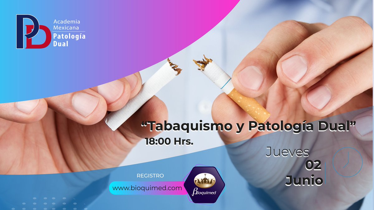 Bioquimedmx's tweet image. ¿Conoces el termino de Tabaquismo y Patología Dual?
Te invitamos a formar parte de nuestro Webinar gratuito, donde contaremos con la experiencia del Dr. Garry Eldon Britton Justo.
Ingresa al Link y regístrate➡️➡️ bit.ly/3x1cMng
¡No te quedes fuera! #Webinar #tabaquismo
