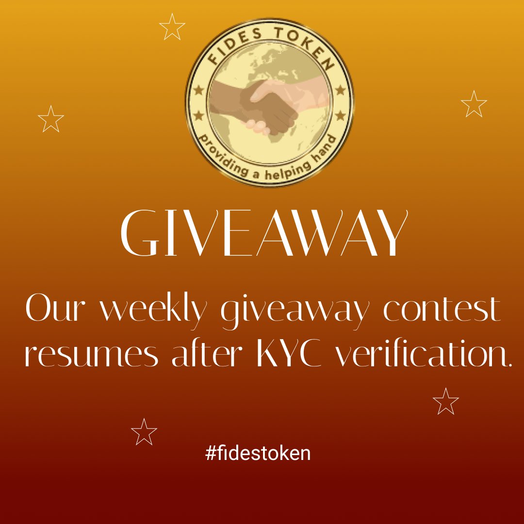 fidestoken_'s tweet photo. Hello FidesArmies !!!

Our weekly giveaway-contest 💰 resumes after our KYC verification 🏦

Stay tuned as new presale date would be announced soon ✔️

#fidestoken #fides #crypto #BSCGems #presale #KYC #Binance #CryptoNews #Giveaways https://t.co/vUxqNnR3N3