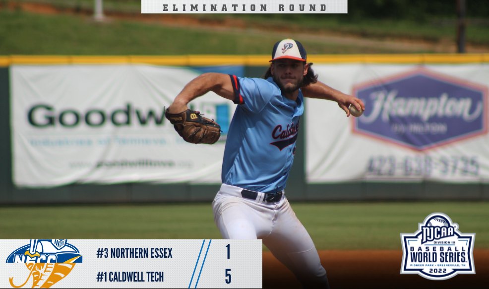 🐍 Cobras hang on!

Hayden Setzer's 12 strikeouts help Caldwell Tech defeat Northern Essex 5-1 in the 2022 #NJCAABaseball DIII World Series Elimination round! The Cobras will face St. Cloud Tech tomorrow!

njcaa.org/championships/…