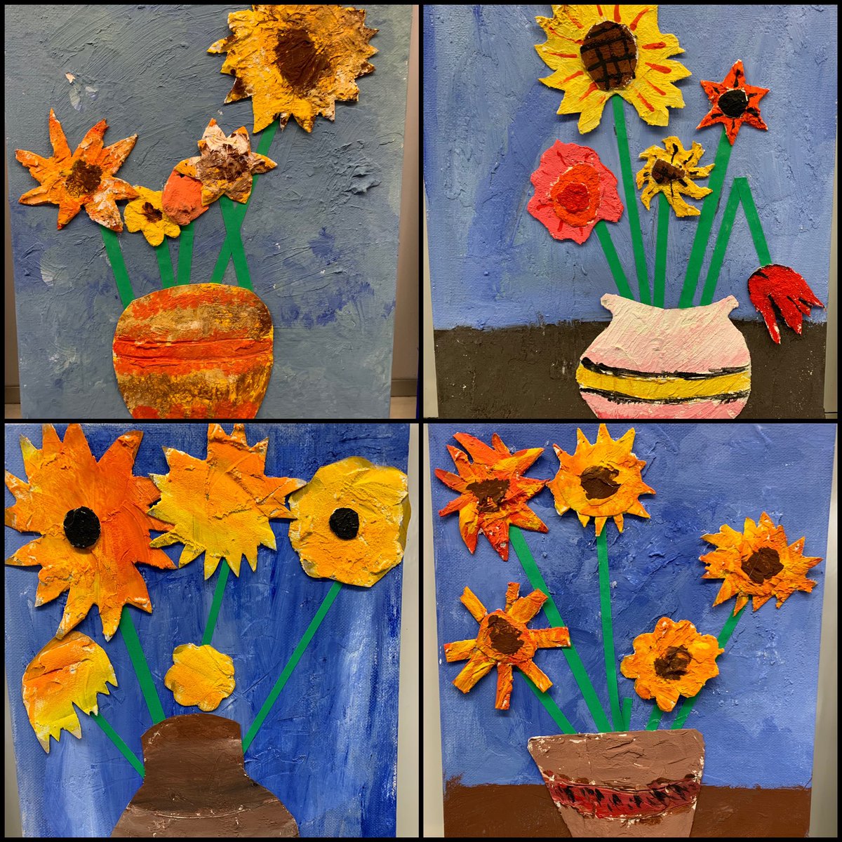 DrOakleyBlue's tweet photo. Our #VanGogh inspired sunflower mixed-media art #HaysboroLovesLearning https://t.co/a9PsXIgW00