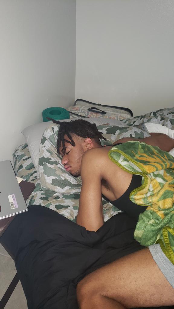 Conversations began after he woke up because he is on vacation, 😆!