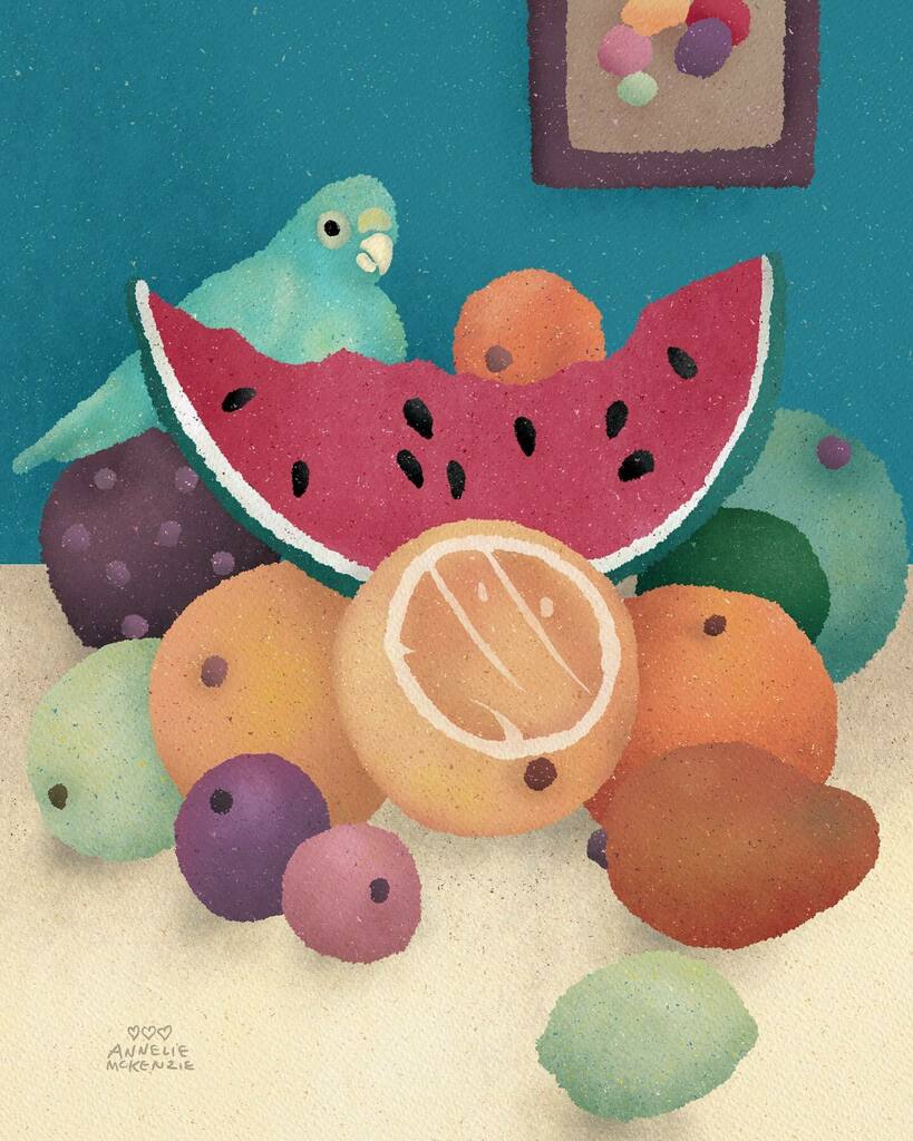Another Frida Kahlo! This one is inspired by her “Still Life with Parrot and Fruit” (1951). I put this up in my #Society6Shop and it’s available for #artlicensing along with its collection. 🦜
.
.
 #artnerds #womeninarthistory #mastercopies #arthistor… instagr.am/p/CeMwg-Zv36w/