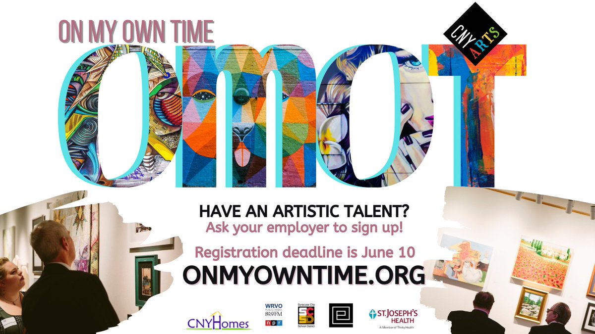 Hey CNY Businesses - Celebrate your talented and artistic employees by being a part of the 2022 On My Own Program. Registration deadline is June 10. Visit cnyarts.org/programs/on-my… #cnybusiness #cnyartists