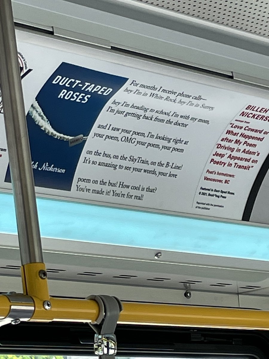Favourite #PoetryInTransit this year! Thank you Billeh Nickerson 🙏