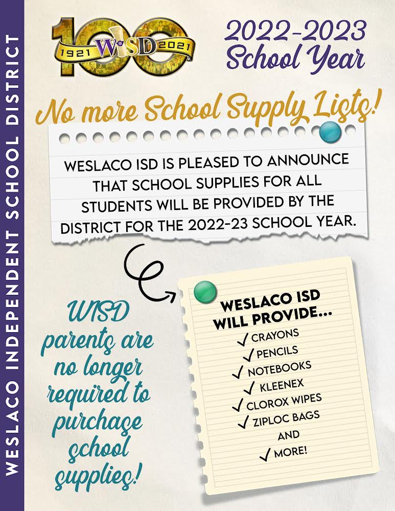 Weslaco ISD on Twitter "No more school supply lists. Weslaco ISD is
