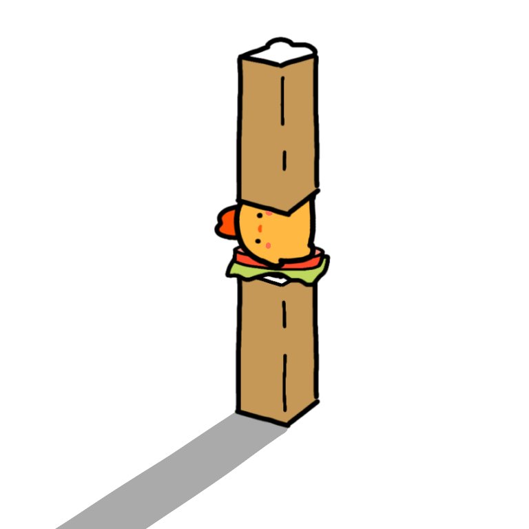 「極厚サンドイッチに挟まれたぴよ。

#イラスト 」|うぱのイラスト