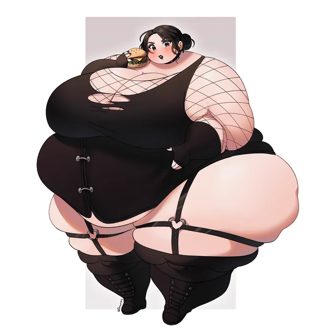Full color comm for @biggirlfanatic  🖤🍔 