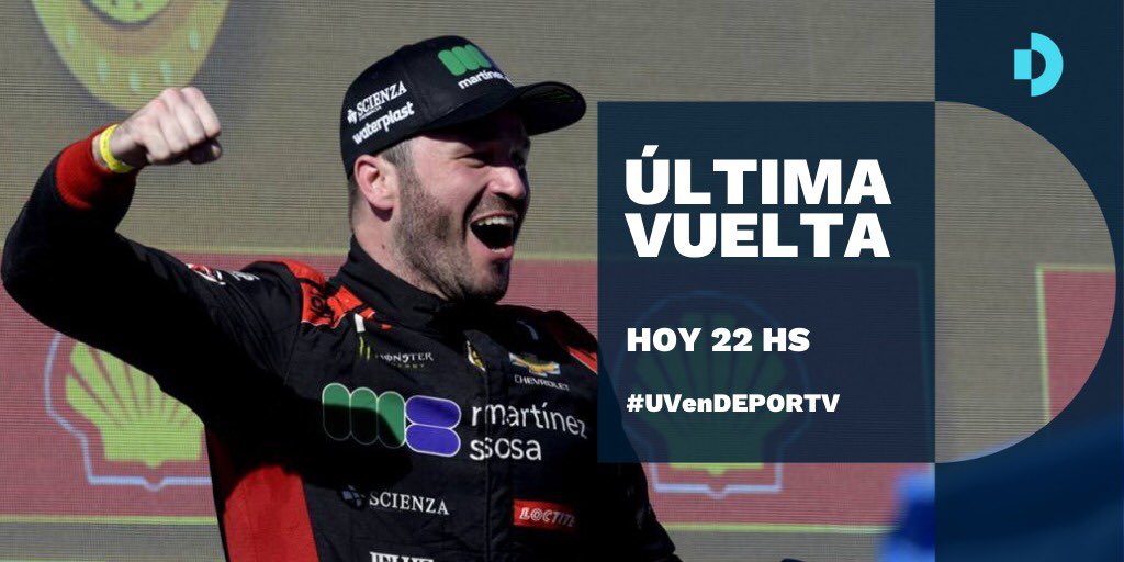 Hoy desde las 22hs. por <a href="/canaldeportv/">DEPORTV</a> 

ULTIMA VUELTA!!!

Junto a <a href="/JulianSantero/">JULIAN SANTERO</a> , <a href="/emi_spataro/">Emiliano Spataro</a> , <a href="/maurilambiris6/">Mauricio Lambiris</a> <a href="/JuantoCatalan53/">Juanto Catalan Magni</a> , <a href="/juanjoseebarlin/">Juan José Ebarlin</a> y <a href="/GelvezRacing/">julieta gelvez</a> 

Con la conducción de <a href="/ruizeduardom/">Eduardo Ruiz</a> y <a href="/waltersafarian/">Walter Safarian</a>