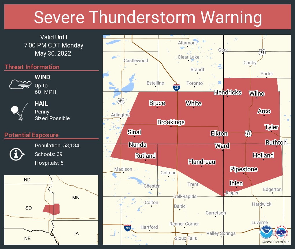 NWS Sioux Falls on Twitter "Severe Thunderstorm Warning including