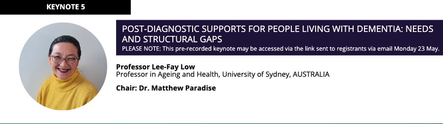 ADRF2025's tweet photo. Join us at 10am for our second keynote for Day 2 of the #ADRF2022. Please watch Lee-Fay Low's pre-recorded session via the link in the schedule. Bring all your questions on POST-DIAGNOSTIC SUPPORTS FOR PEOPLE LIVING WITH DEMENTIA: NEEDS AND STRUCTURAL GAPS for robust discussion! https://t.co/p6Ua5oJZ2s