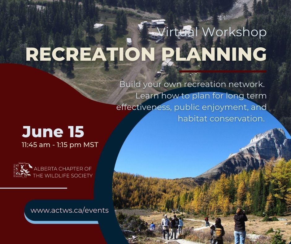 Recreation impacts wildlife and ecosystems in many ways. Join us June 8 for our webinar sharing the latest recreation impacts research. Then come to our workshop on June 15 and plan your own recreation network! ow.ly/m9FB50JlfTE