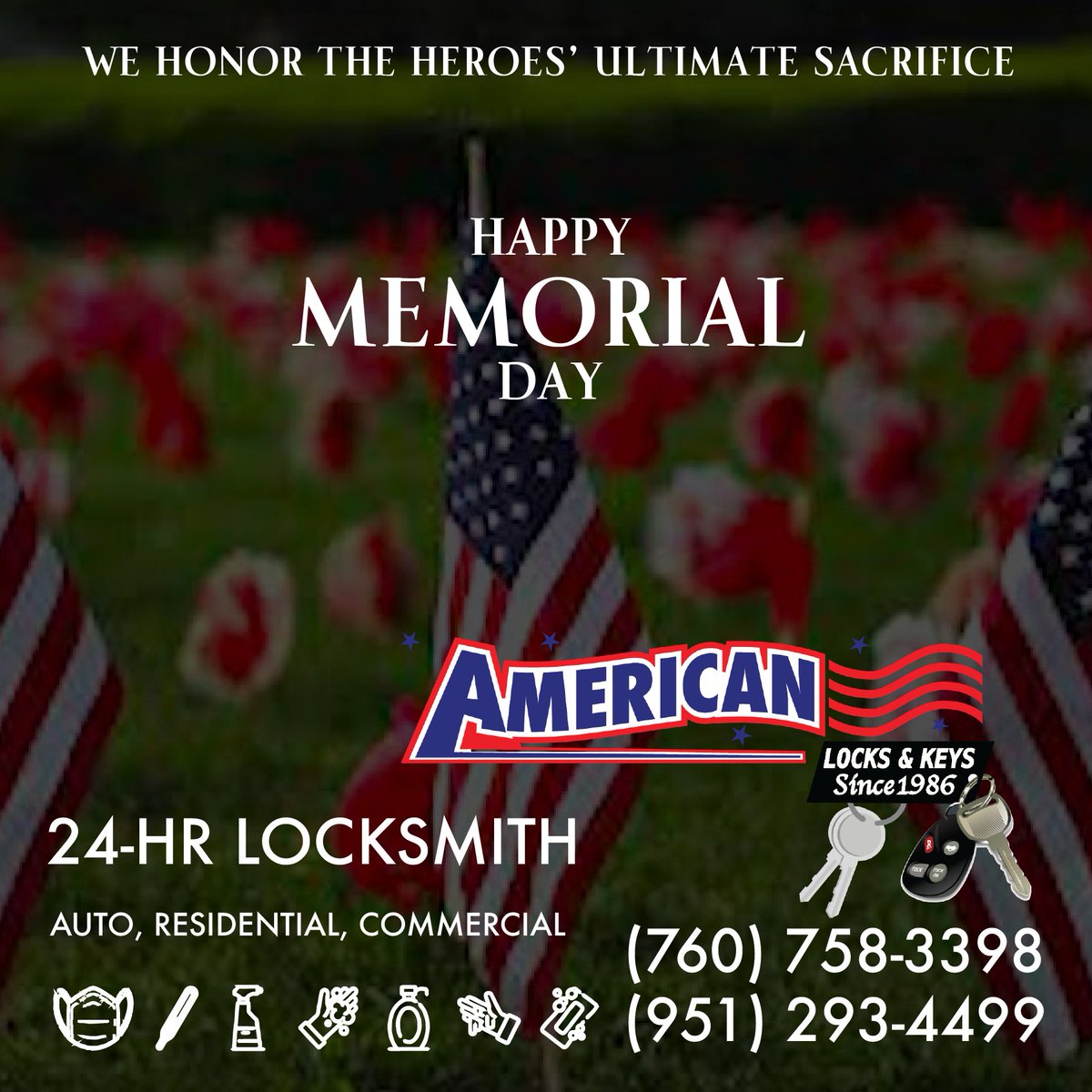 imakekeys's tweet image. We #Honor the #Sacrifice of the #Brave #Heroes to make #America the #Home of the #Free
Happy #MemorialDay

24Hr #Mobile #Locksmith for #Auto, #Residential &amp;amp; #Commercial
#SD #NorthCounty 760 758-3398 #Riverside County 951 293-4499

#Security #inlandempire #ie #sandiego #discoversd