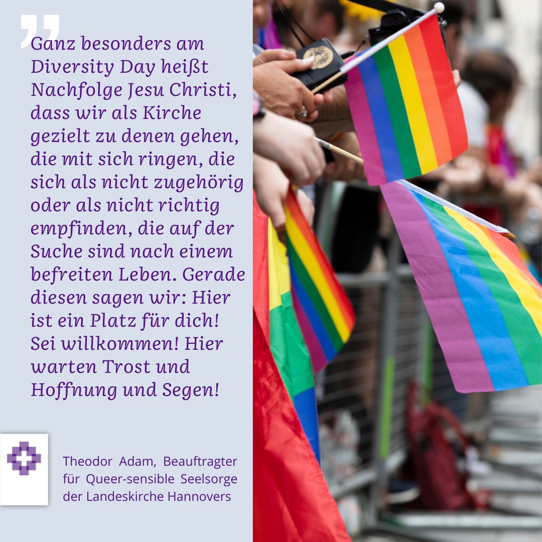 Heute ist Diversity Day - und wir feiern, wie vielfältig Gott uns alle geschaffen hat. ♥️ 

#flaggefuervielfalt #vielfaltverbindet #diversityday #ddt22 #lgtbqia #inclusion #equality #love #kirche

@chartavielfalt @ndrnds  @ekd