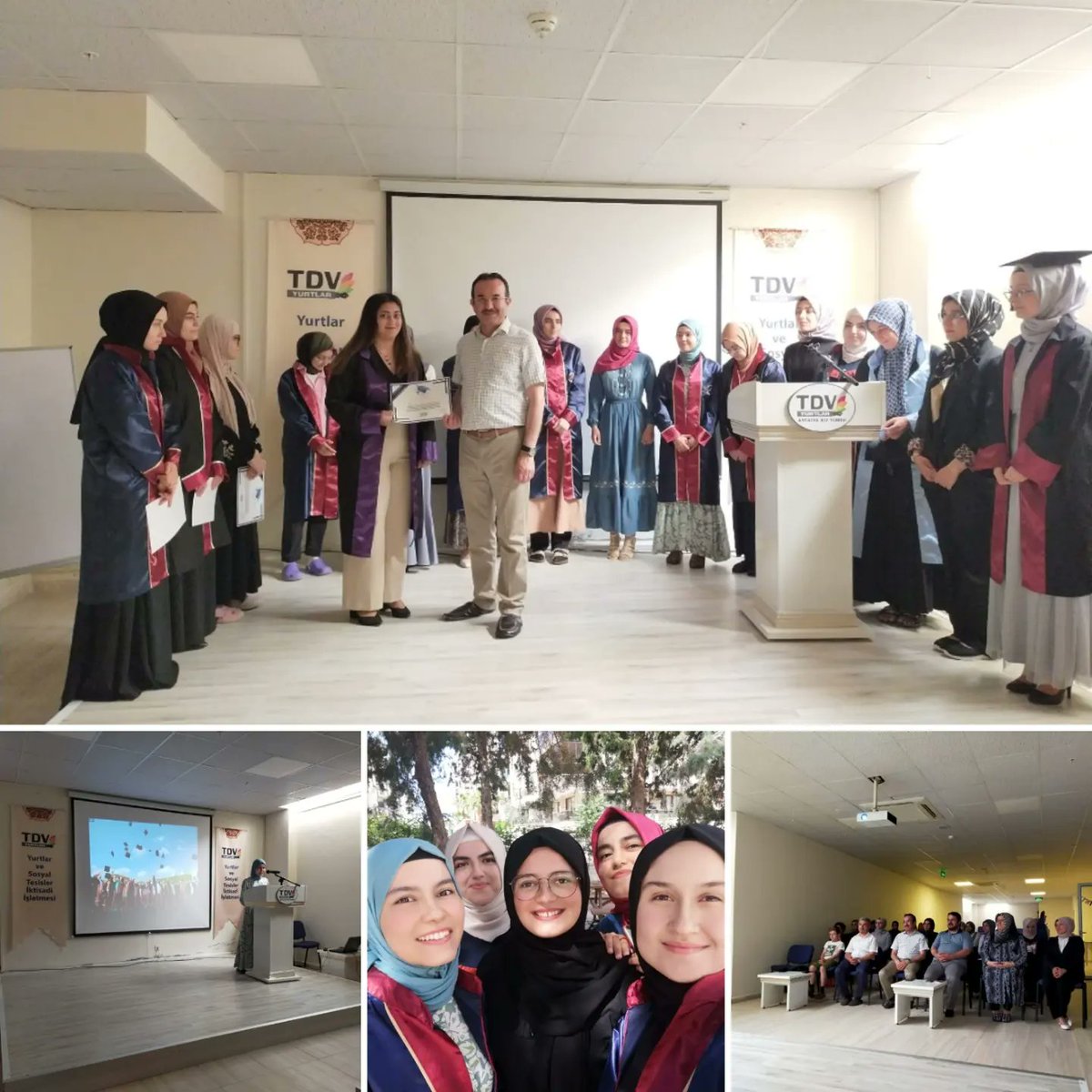 tdvyurtlar's tweet photo. 📢" Mezuniyetten Mesuliyete"

📍Antalya Yükseköğrenim Kız öğrenci Yurdu

 İl Müftüsü Nazif Fethi YALÇINKAYA, Akdeniz Ü. İlahiyat F. Dkn Ahmet ÖGKE,Akademi K. Orhan AKKOÇ, Akdeniz Ü. İlahiyat F. Doç Dr. Şeref GÖKÜŞ,İl V. Hatice ÖGKE'nin katılımıyla 28 öğrencimiz mezun oldu. https://t.co/fqU69P3z1b
