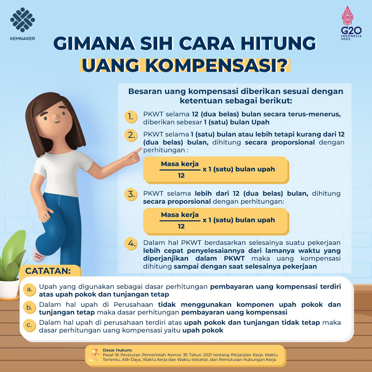 Kepo nggak sih gimana cara hitung uang kompensasi?

Besaran uang kompensasi diberikan sesuai dengan ketentuan sebagai berikut, ya😊