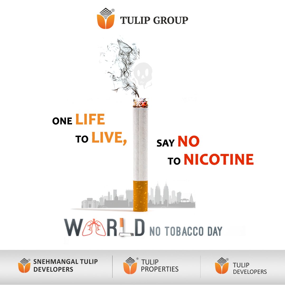 Pursue a healthy ❤️ lifestyle by eliminating tobacco from life.

Happy World No 🚭 Tobacco Day!

#WorldNoTobaccoDay

#TulipGroup #TulipProperties #InfinityWorld #tobacco #tobaccofree #notobacco #worldnotobaccoday #nosmoking #quitsmoking #stopsmoking #worldnotabaccoday2022