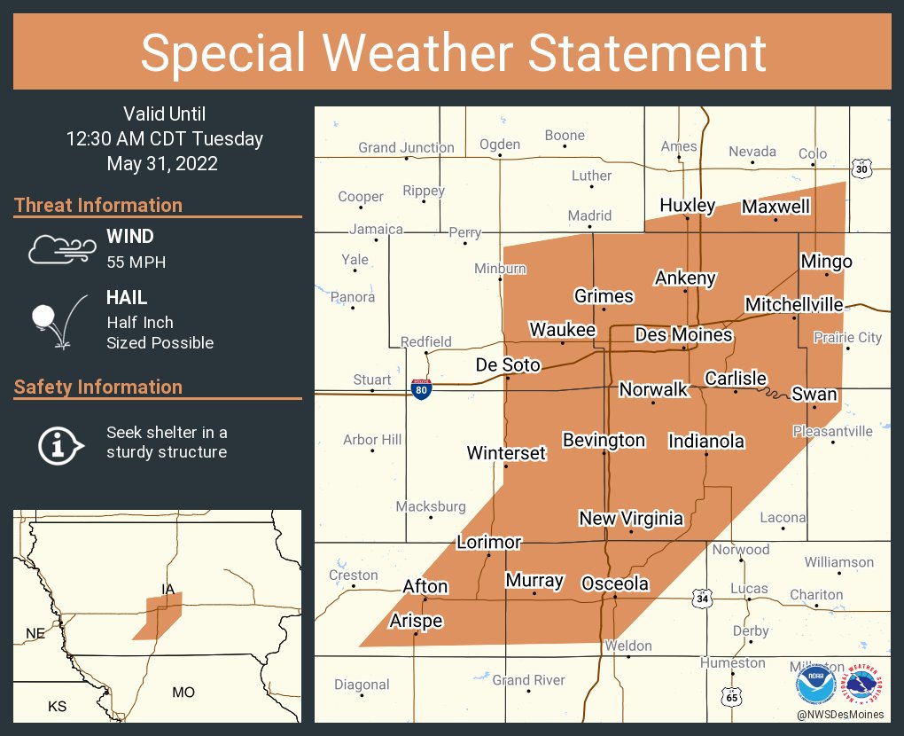 NWS Des Moines on Twitter "A special weather statement has been issued