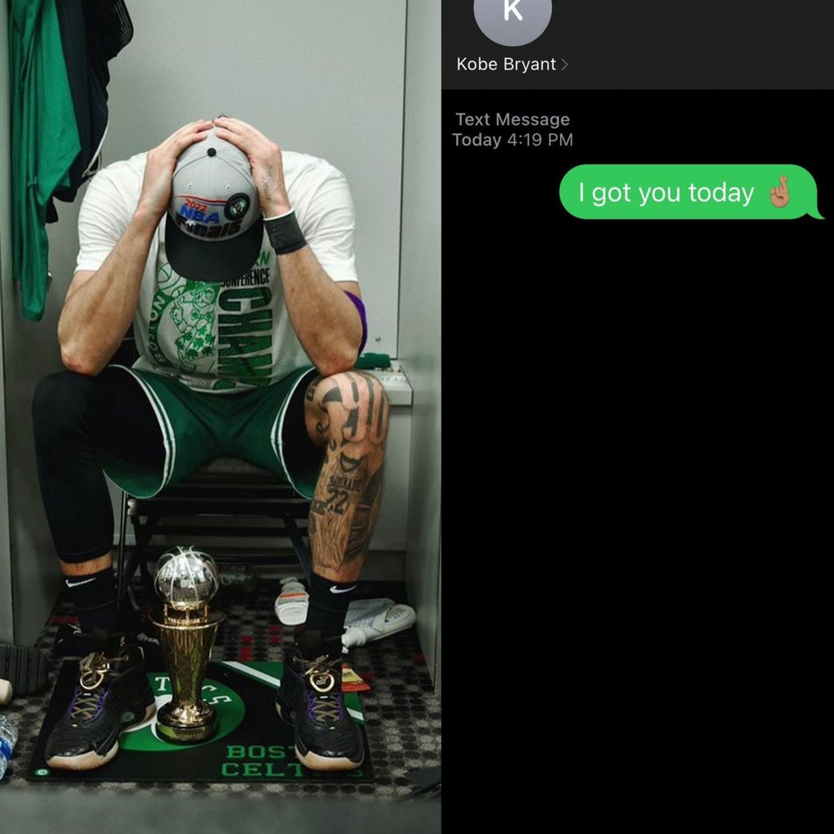 [ TEXT MESSAGE TO KOBE ]

Did you know that Jayson Tatum / <a href="/jaytatum0/">Jayson Tatum</a> of the Boston <a href="/celtics/">Boston Celtics</a> sent a text message to the Great Kobe Bryant just before reaching his first ever <a href="/NBA/">NBA</a> Finals? 

cutt.ly/XJsAHHz

#SneakerSlayersNFT #NFTs #kobe #JaysonTatum #NBFinals2022