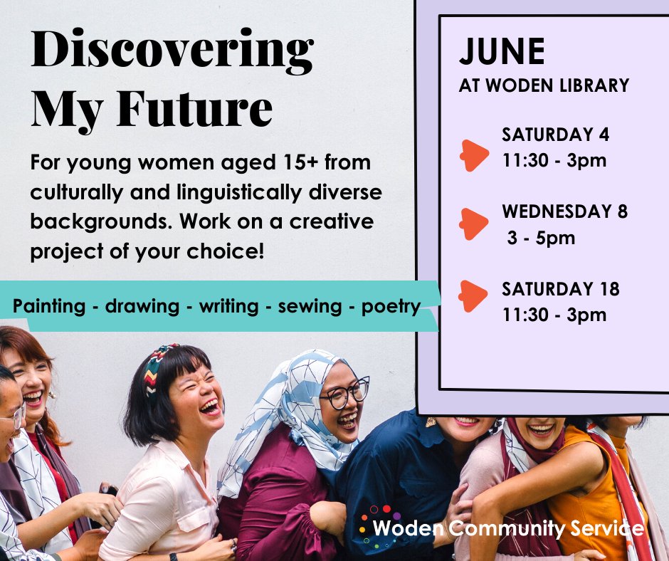 Woden_CS's tweet photo. Join Canberra artist Hangama and get creative!
https://t.co/mq3VDN980C
#canberraartist #Youngwomen #Diversity #WCSACT #drawing #painting #Writing #Sewing #Poetry #CBR https://t.co/vQ6iEEwVe3