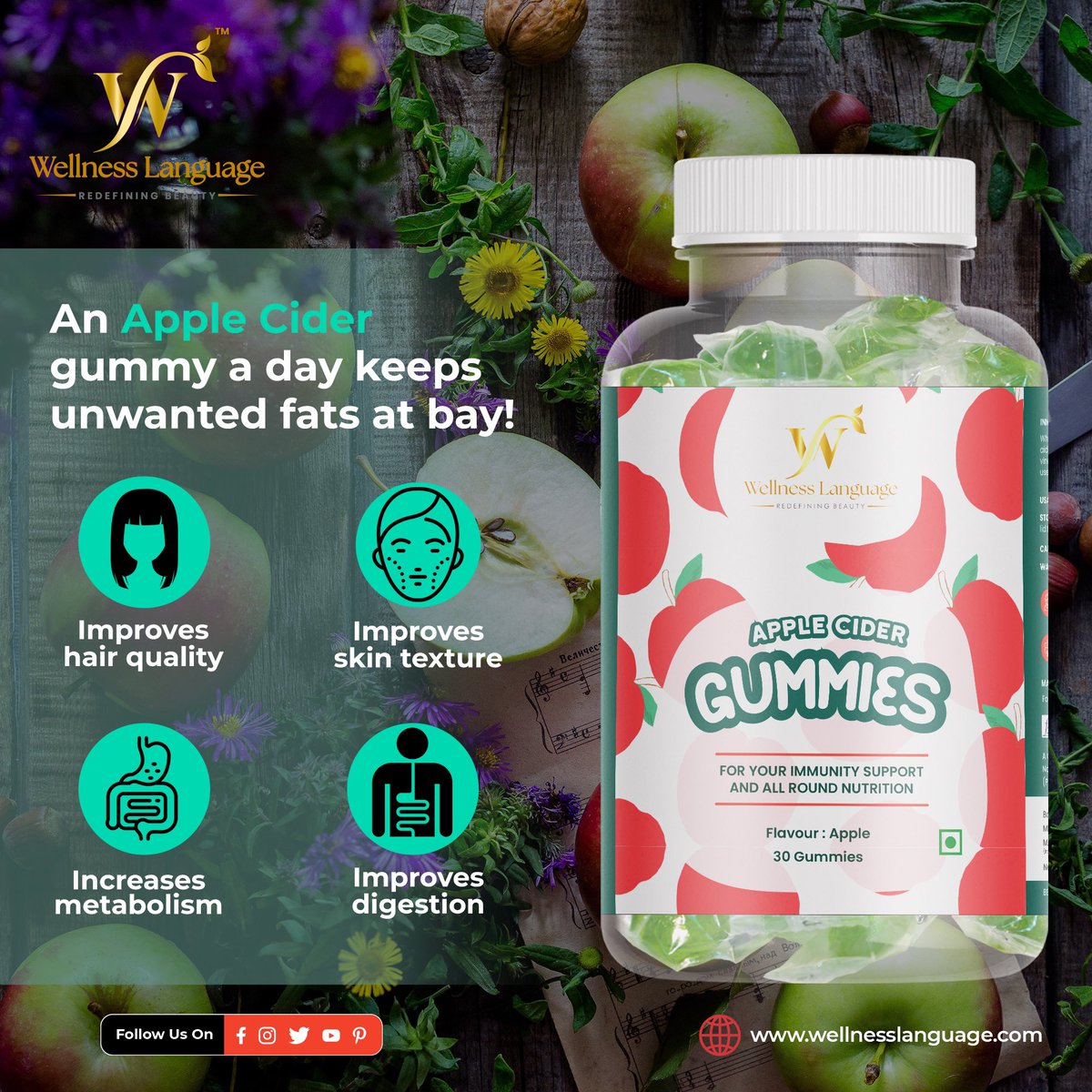 Wanting to shed away those unwanted fats?
Befriend our #AppleCiderGummies❣️

Daily consumption of our #supergummies shall help you enhance your skin texture, increase metabolism and improve your digestion!

Buy now!!

#applecidervinegar #skincare #skinlove #selfcare