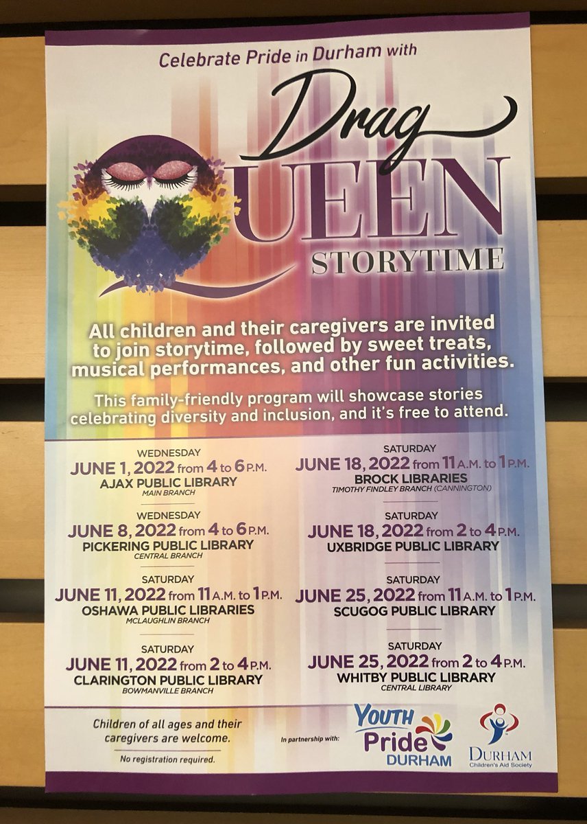 Youth pride organizations in Ontario organized a drag queen story hour tour at various public libraries for all ages. It will “showcase stories celebrating diversity and inclusion”