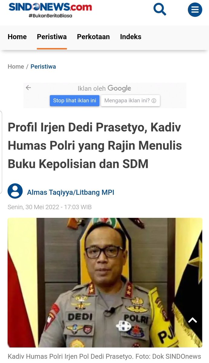 Difaa_SM's tweet photo. Profil Irjen Dedi Prasetyo, Kadiv Humas Polri yg Rajin Menulis Buku Kepolisian &amp; SDM. 

Beberapa buku yang telah diluncurkan a.l: Buku Ilmu &amp; Teknologi Kepolisian, Assessment Center Polri Membangun SDM Unggul, Meritokrasi Jabatan Fungsional pada SDM Polri, https://t.co/wW0ndkB0Dj
