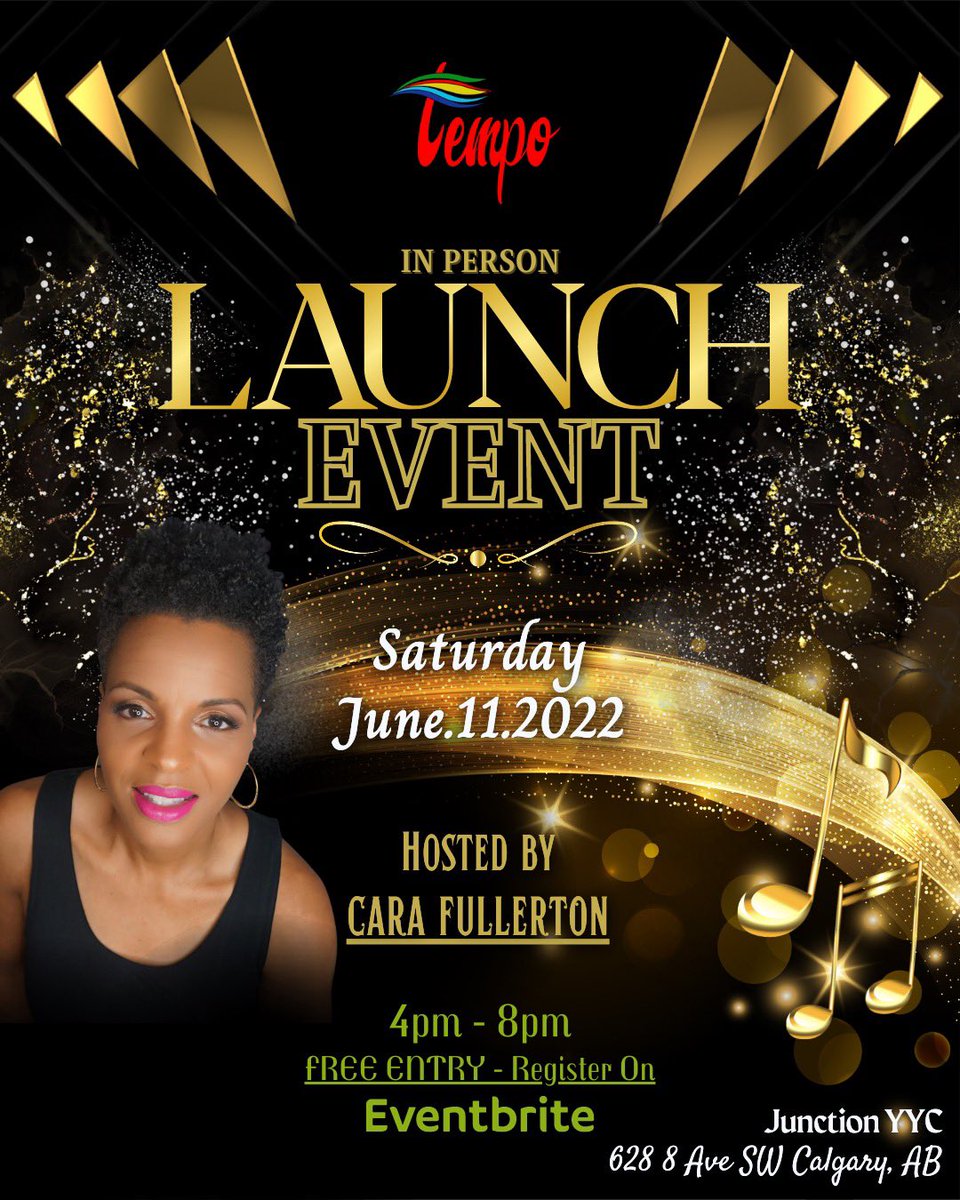 tempoyyc's tweet photo. Join us on June 11th for our
in person launch event 
Hosted by @CaraFullerton 

With Live steel pan performances, guest speakers, costume display, Dj, food available for sale and more 

Free entry register through Eventbrite
https://t.co/lNnQuShNAG

#tempoyyc #feelthetempo https://t.co/dzptAwKCuf
