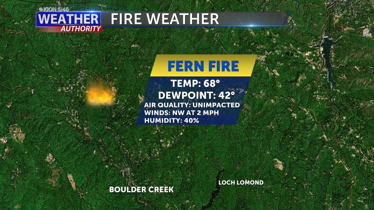 CourtAitkenTV's tweet photo. The #FernFire near Boulder Creek has been CONTAINED! Here is a look at current conditions in the area. Air quality is still reading at a healthy level.
We're live NOW on @KION546 with more details. https://t.co/XEL8DZ5ZoT