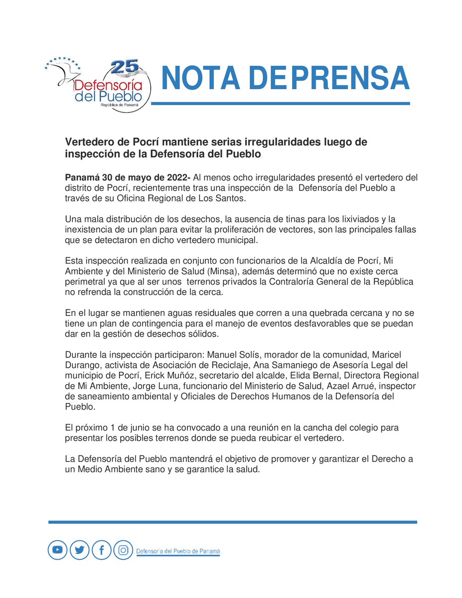 DefensoriaPan's tweet photo. Vertedero de Pocrí mantiene serias irregularidades luego de inspección de la Defensoría del Pueblo.

@eleblancg @MINSAPma @MiAmbientePma @MPocri #delaManoContigo #DerechosHumanos #Pocri #LosSantos https://t.co/QQPvPmnSWH