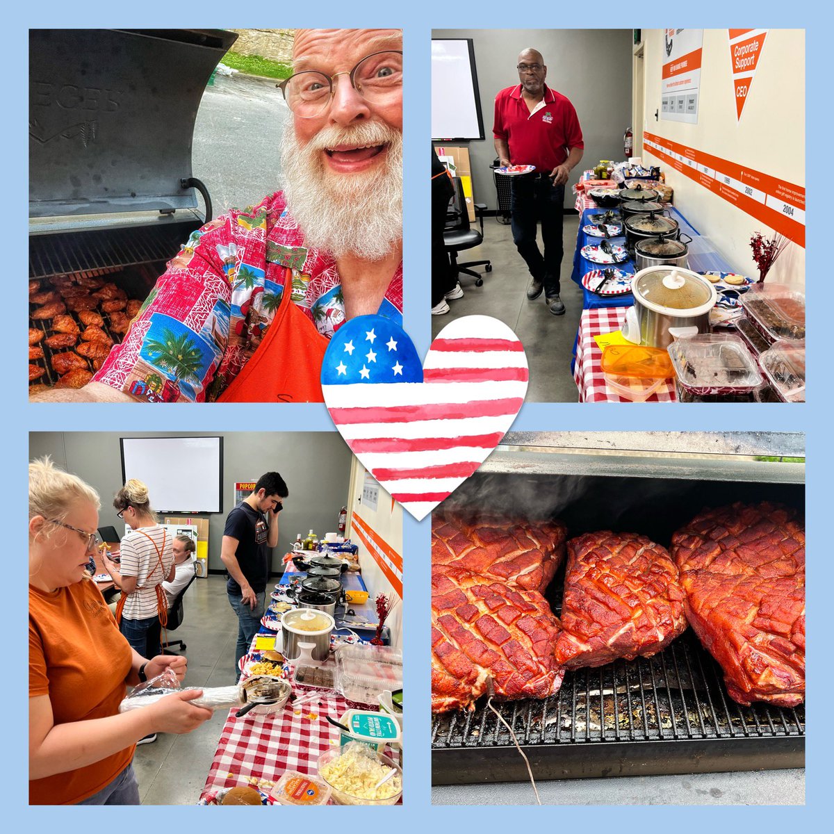 #HD733 pulled out all the stops for #MemorialDay2022 BBQ galore!  Pork, chicken, beef and Santa Scott got caught cooking wings on the Traeger for the overnight crew! #Rememberingthefallen #takingcareofourpeople @mjlojewski @AndreaMcTHD @njr2408 @v_shaye @THD_Audrey