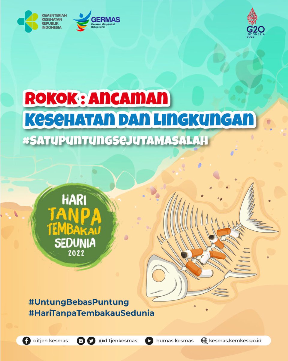 Kesprimkom's tweet photo. Tiap tahun pd tgl 31 Mei, diperingati sbg Hari Tanpa Tembakau Sedunia (HTTS). Tahun 2022, ditandai dgn kampanye global “Tobacco:Threat to our environment”,merupakan kesempatan tuk meningkatkan kesadaran ttg efek bahaya dari konsumsi rokok &amp; paparan asap rokok terhadap lingkungan. https://t.co/Y0atGVptHT
