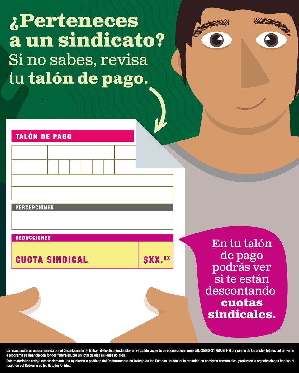 VozLaboralMx's tweet photo. ¡La información está en tus manos! 🤲 Revisa tu talón de pago para saber si perteneces a un sindicato. Construir sindicatos libres y democráticos es responsabilidad de todas las personas trabajadoras.
👮‍♀️👮👷‍♀️👷👩‍🌾🧑‍🌾👩‍🍳🧑‍🍳👩‍🏫🧑‍🏫👩‍🏭🧑‍🏭👩‍🔧🧑‍🔧👩‍🚒🧑‍🚒
 
#NuevoModeloLaboral #Vozypoder https://t.co/uMW13yBQ6D
