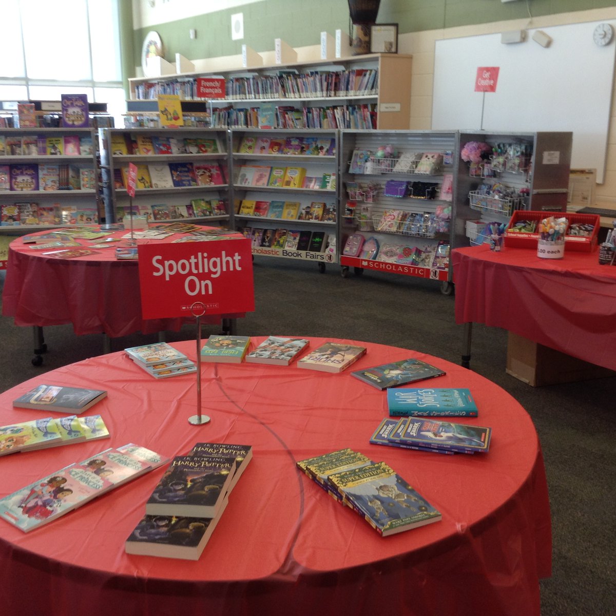 mandela1B's tweet photo. Book Fair is set up and ready for the students. So many choices, what will be yours? @MandelaPS @scholasticCDA @PDSB_Libraries https://t.co/nKBokRgWbj