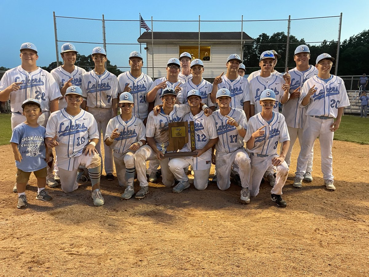 RickSemmler's tweet photo. Some things never change. Death, taxes and Shakamak baseball winning sectionals. Lakers beat WRV 14-3 to win 27th sectional title. That’s tied for 8th most in IHSAA baseball history https://t.co/1TpVhHVg8W