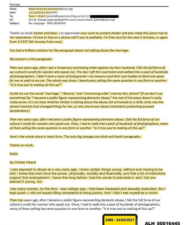 ThatUmbrella's tweet photo. Amber Heard wrote the op-ed about Johnny Depp. She admitted it on the stand and here's the draft. 

She cost him roles. Pirates 6 and more. 

And she lied about domestic abuse. Australia shows it. Injuries that would kill but she sleeps it off. NO doctor needed. https://t.co/w8TEKCx5PU