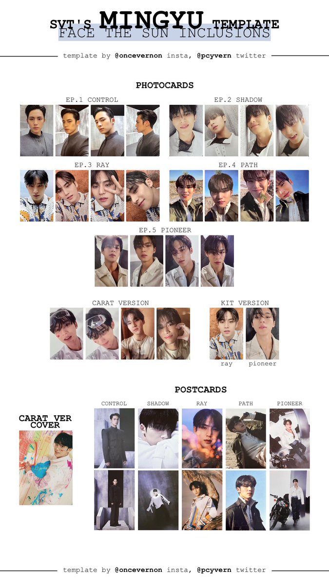 seventeen individual member templates for face the sun with all