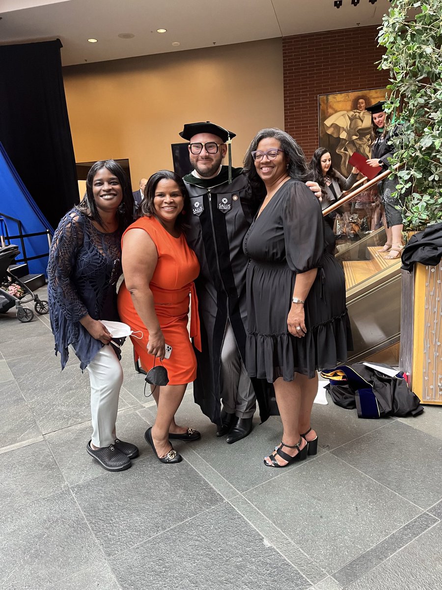 JamesTBrand's tweet photo. Among the many things that made my time at #salusuniversity extraordinary are these ladies. @drjmosley, Monae, and Jacquie are the best support system a guy could hope for ❤️.  Their work as Salus keeps the wheels on the bus and keeps us pushing forward. https://t.co/sNA8pXxgY4