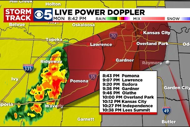 The storm south of Topeka has slowed a bit. Looking like an arrival in the Metro close to 10 PM. Gusty winds and small hail possible if it holds its strength. #KSWX #MOWX