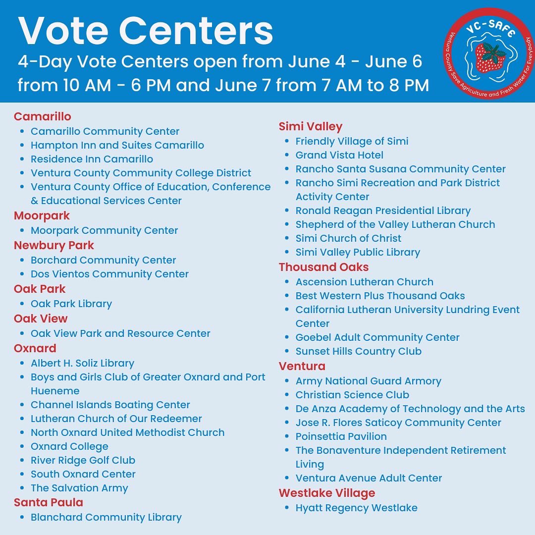 VCSAFE's tweet image. By now you should have received your mail-in ballot. If you have not received it yet, check your voter registration status at venturavote.org and plan to vote in person. 

Join us to Vote YES on Measures A &amp;amp; B by 8 pm on June 7th! #yesonaandb