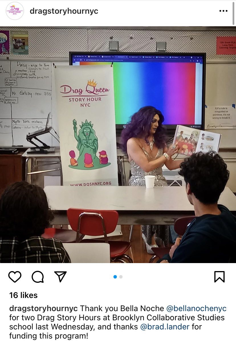 Elementary, middle, and high schools across NYC have teamed up with this drag organization to bring drag queens to schools to read to kids.