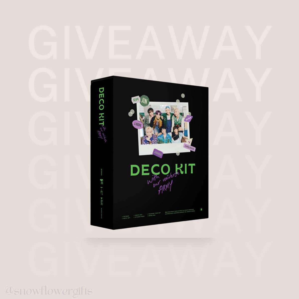 snowflowergifts's tweet photo. 「 BTS Deco Kit Giveaway 」

— 1 winner | worldwide

› rt to enter◦
› ends june 13 ⊹
› see reply for info⇣ 

— followers only https://t.co/eY0ir9lt8j