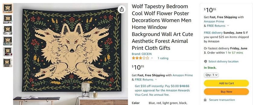 Moth_Sprout's tweet photo. Ughhh 😒 please don’t buy this. Amazon is stealing my art. Seems like people have bought it. How do I even get this removed ?? https://t.co/CMi4SkBpBg