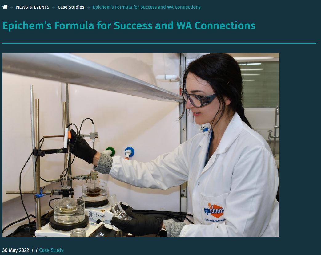 epichem's tweet photo. MTPConnect have featured Epichem Pty Ltd as their latest WA Company case study. Thank you MTPConnect for the work you do in forging connections between research and industry in the Australian sectors of medical technology, biotechnology and pharmaceutical.
https://t.co/P2E8iFsSm5 https://t.co/jDXfVGRdXY