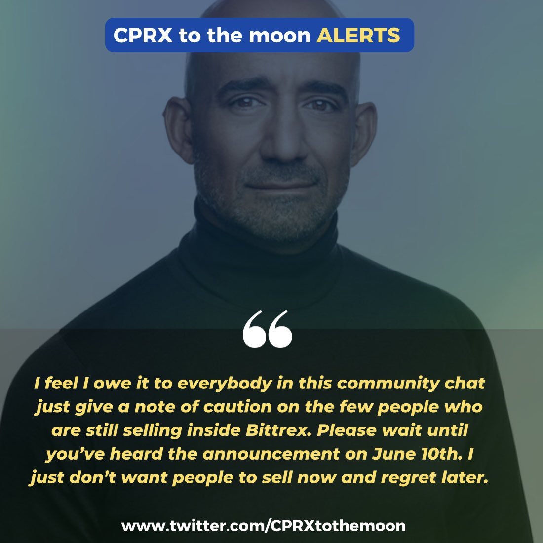 CPRXtothemoon's tweet photo. "Please wait until you’ve heard the #CPRX announcement on June 10th. I just don’t want people to sell now &amp; regret later." — Julian Hardy

He will fly out to the US tomorrow morning. For those that are there, we will see you at consensus in Austin on the 10th. Bullish on $CPRX 🚀 https://t.co/KYte4ifXCq