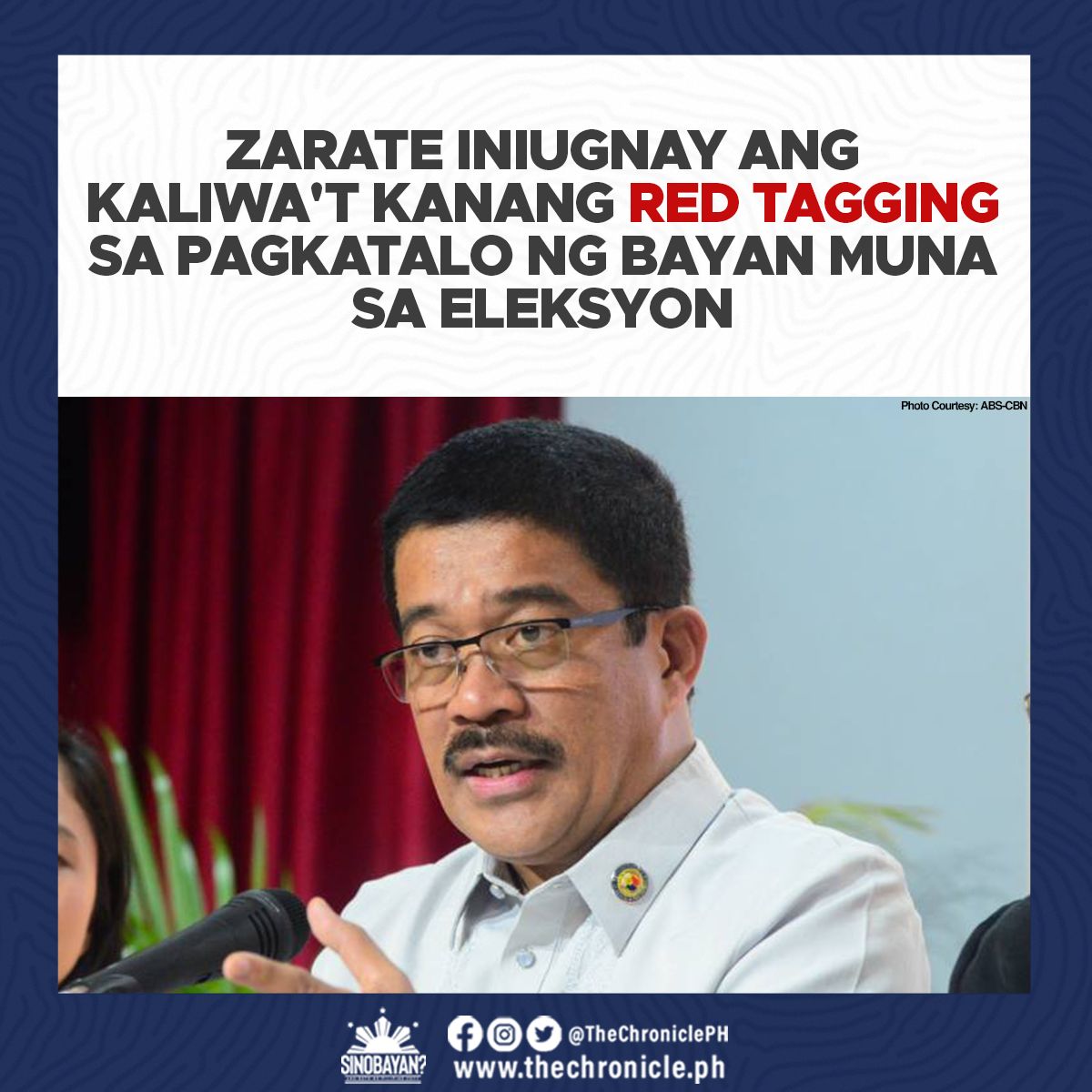 thechronicleph's tweet photo. Kumbinsido si Bayan Muna Rep. Carlos Zarate na ang kaliwa’t kanang ‘red-tagging’ sa party-list system ang naging sanhi ng kanilang pagkatalo sa #Halalan2022. Aniya, malaking salik na nakaapekto sa pagkatalo ng Bayan Muna Partylist ang disinformation.

#TheChronicle #YourNewsNOW https://t.co/vc5zfAsnf9
