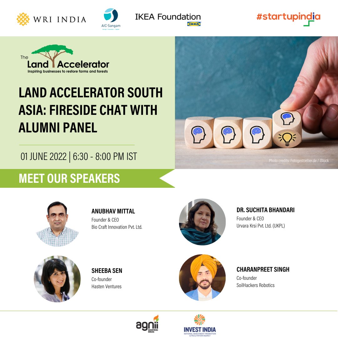 WRIIndia's tweet photo. Join us tomorrow for a #LandAccelerator South Asia 2022: Fireside Chat Alumni Panel with
📣 Anubhav Mittal
📣 Dr Suchita Bhandari 
📣 Sheeba Sen
📣 Chanpreet Singh

Register here: https://t.co/dEVP1OJMZC https://t.co/MxyPZCVFnK