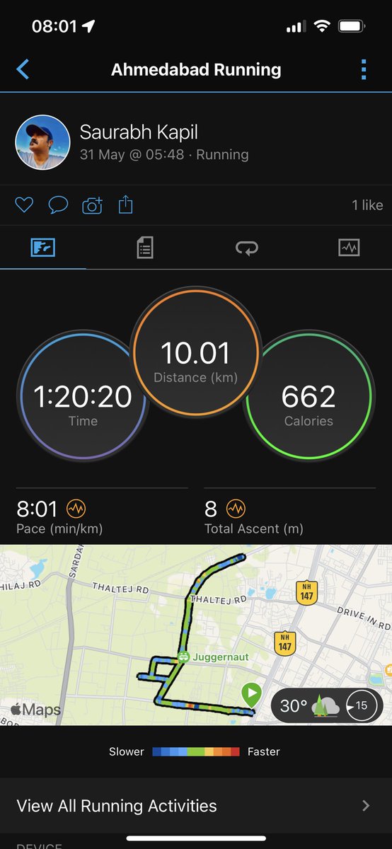 foreseesaurabh's tweet photo. Pleasant 10 km ZONE-2 (Easy run) in humid morning.
#running 
#marathon 
#mafrun https://t.co/SIuOyLWJpu