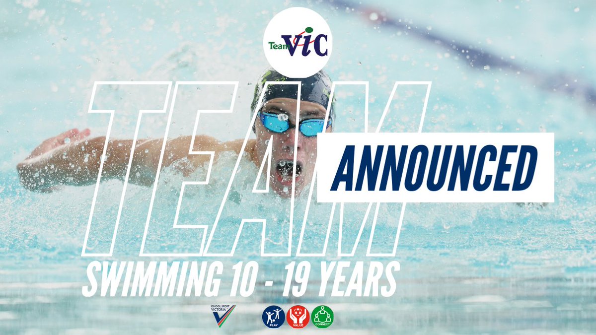 SchoolSportVic's tweet photo. Congratulations to the students selected for the Team Vic Swimming Team. 🏊‍♂️

See the 1️⃣2️⃣0️⃣ strong team list on this page of the SSV website: 👉https://t.co/k45WCRGQ63 

#playvalueconnect 
#TeamVic https://t.co/9P4oW9BnSs